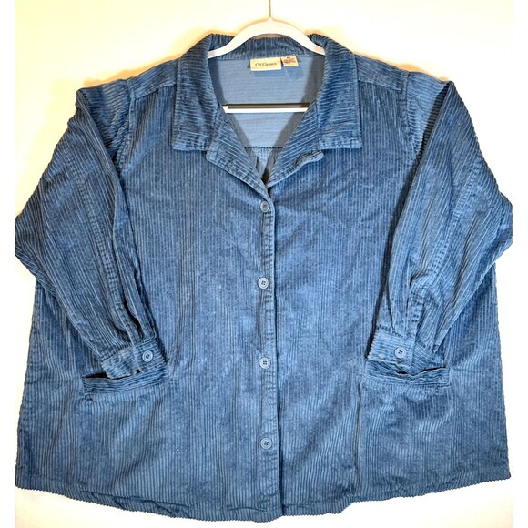VTG CW Classics Women’s Corduroy Shirt Jacket Button Pockets Blue Plus Size 4X - Picture 4 of 7